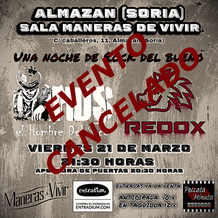 Evento Cancelado – ¡Noche de Rock Explosiva en Almazán! El Hombre del Saco + RedOx en Vivo